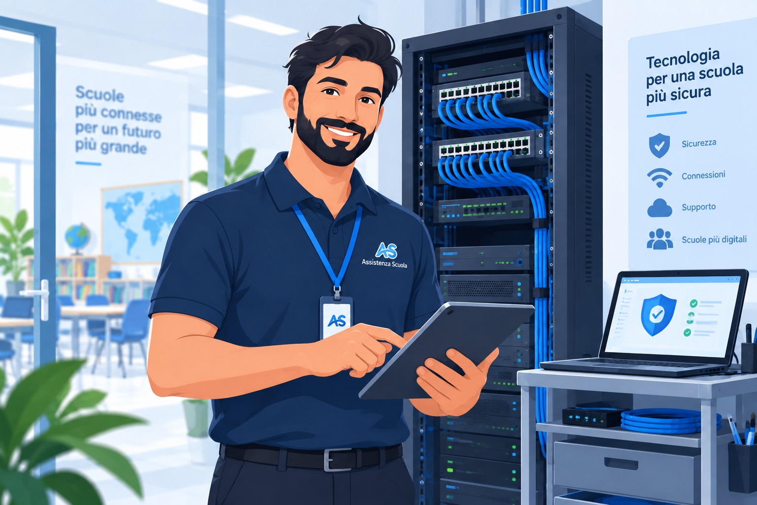 IT, Reti e Cybersecurity per la scuola 1 Tecnico IT Assistenza Scuola in azione